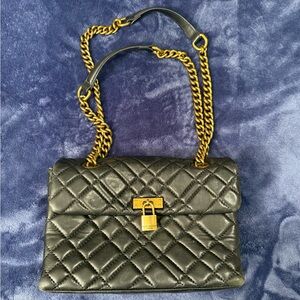 Kurt Geiger Black and Gold Quilted Shoulder Bag